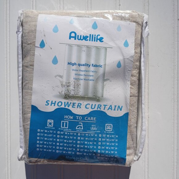 Linen Shower Curtain Beige Fabric 72 x 78 Classic Textured Farmhouse Country NEW - Picture 4 of 8